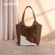 Trinity Ranch Hair-On Cowhide Tooled Concealed Carry Tote TR199G-8250BROWN