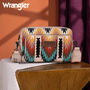 Wrangler Southwestern Pattern Dual Sided Print Crossbody Purse with Wallet Compartment WG2211-3003 TAN
