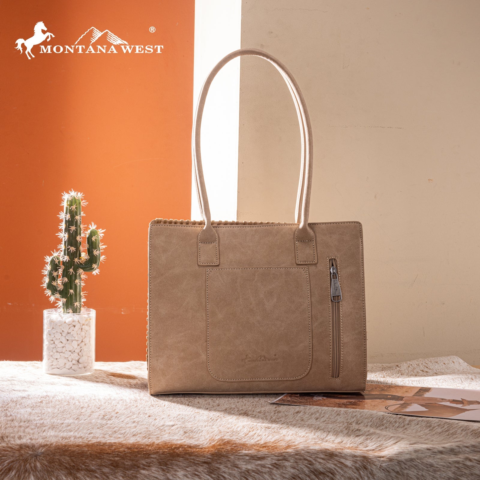 Montana West Tan Tooled Concealed Carry Purse MW1355G-8317TN