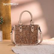 Trinity Ranch Floral Tooled Mini Tote/Crossbody TR192-8800TAN