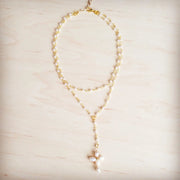 The Jewelry Junkie Beaded Gold Necklace with Cross 257KU