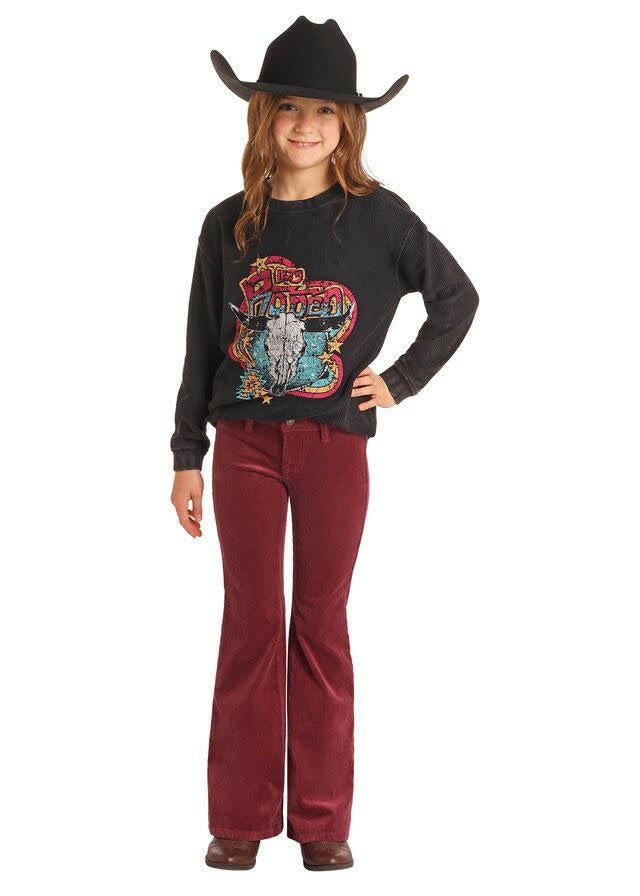 Rock & Roll Girl's Maroon Corduroy Flare Jeans.