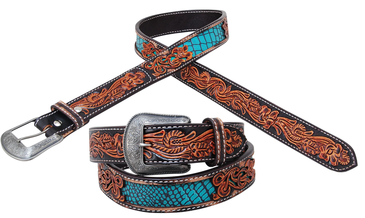 Circle Y Of Yoakum Hand-Painted Floral Leather Belt - 36\