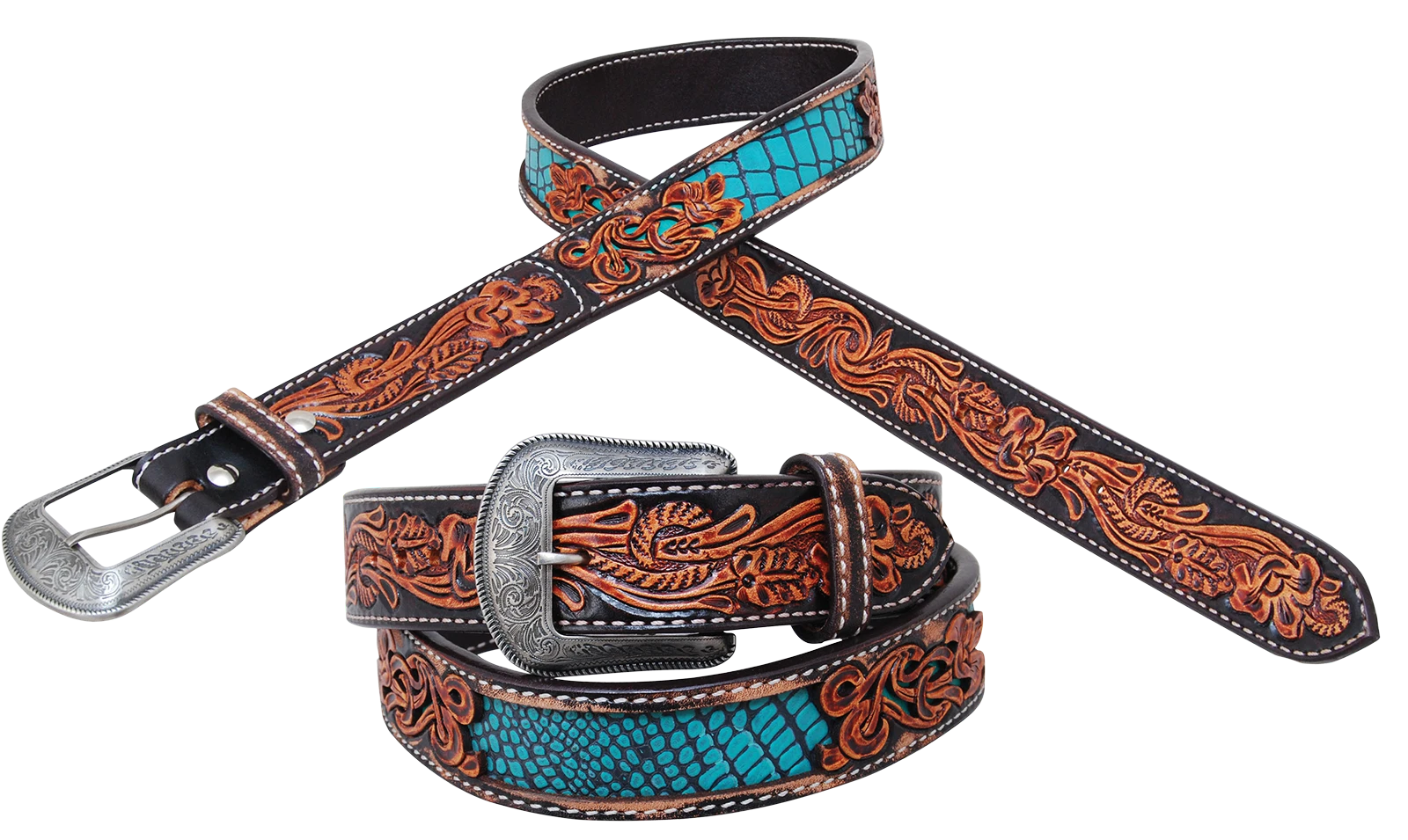 Circle Y Women's Filigree Floral Western Belt.