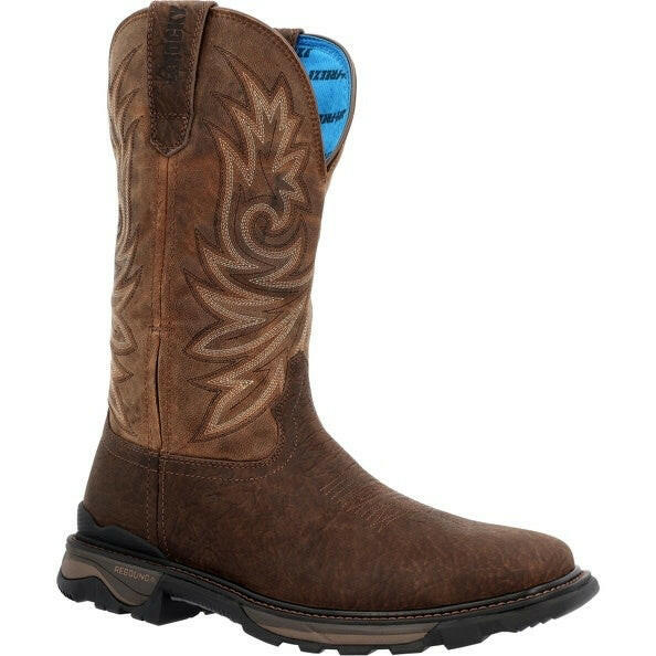 Rocky Men's Brown Carbon Toe Pull On Work Boot.