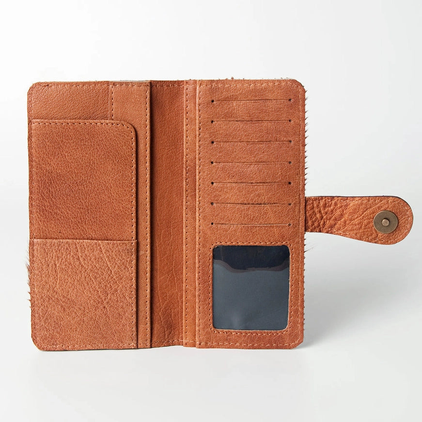 American Darling Tooled Leather & Hair-On Cowhide Wallet ADBG487TAN