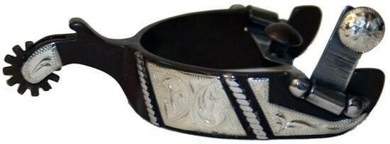 Youth Antique Brown Engraved Spurs.