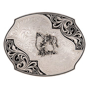 Montana Silversmiths Western Lace Whisper Flourish Buckle with Cowboy and Horse 27310-456