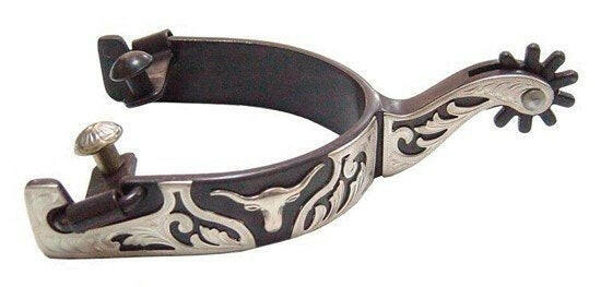 Men's 2" Shank 1" Band Antique Spurs.