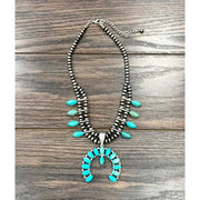 ISAC Trading Squash Blossom Turquoise Necklace