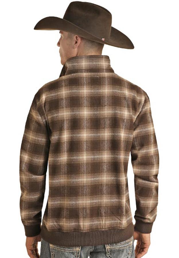 Rock & Roll Men's Plaid Jacquard Henley Pullover BM91C02302 C4