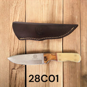 Circle SH Bone/Wood Handle Knife with Sheath