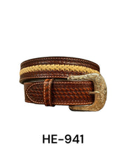 Ranger Belt Co Men's Basketweave and Rawhide Western Belt.