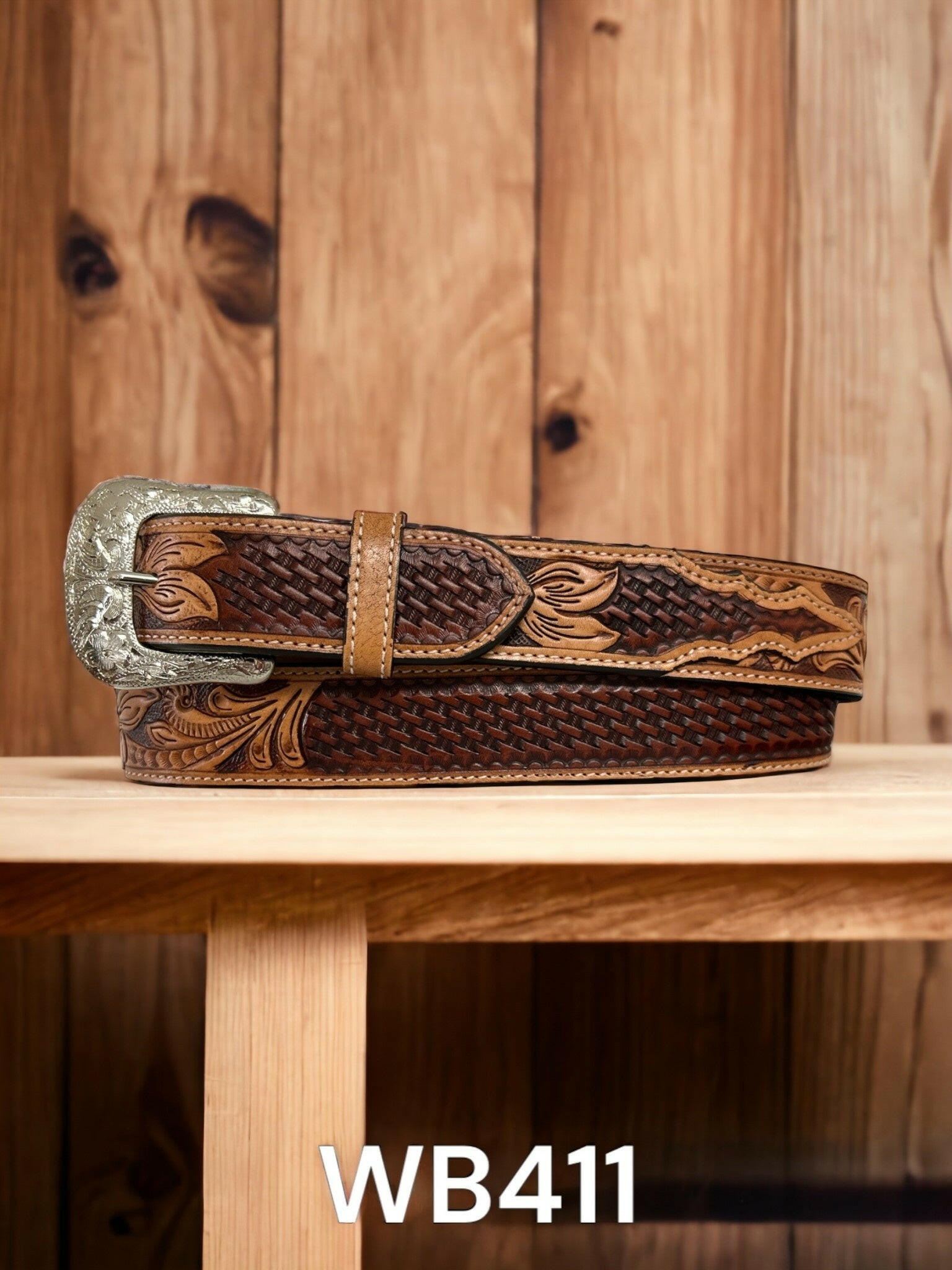 Ranger Belt Co Basketweave Western Belt.
