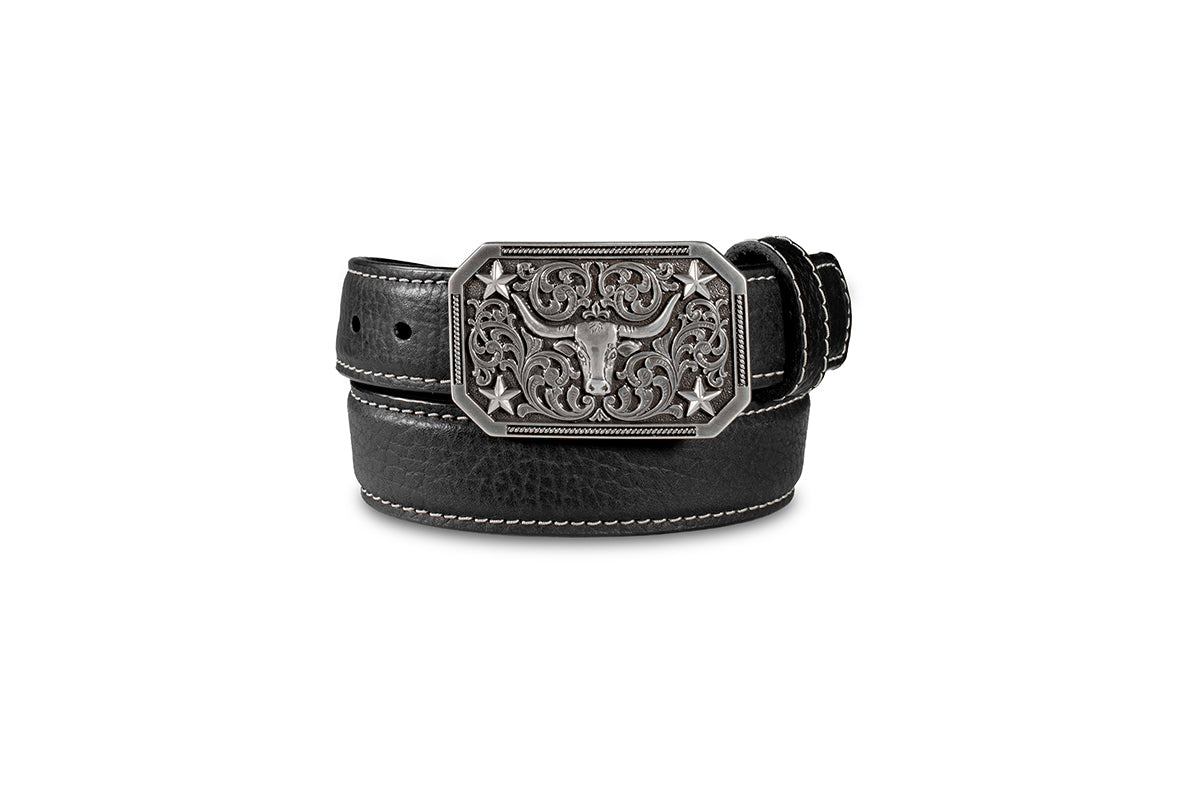 3D Boy's Black Longhorn Buckle Belt D120001201