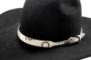 3D White Calf Hair Laser Etched Brands Hat Band D740003405