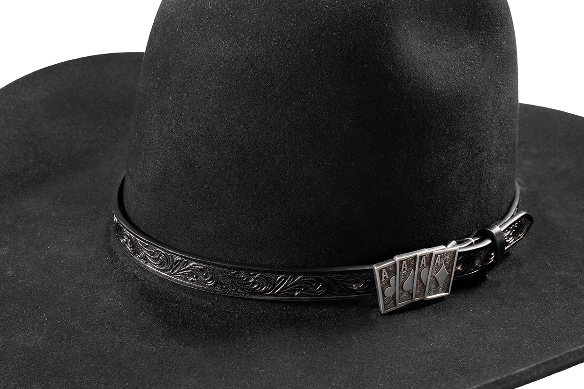 3D Black Embossed Ace Card Hatband D740003801