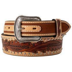 3D Men's Feather Scrolling Western Belt