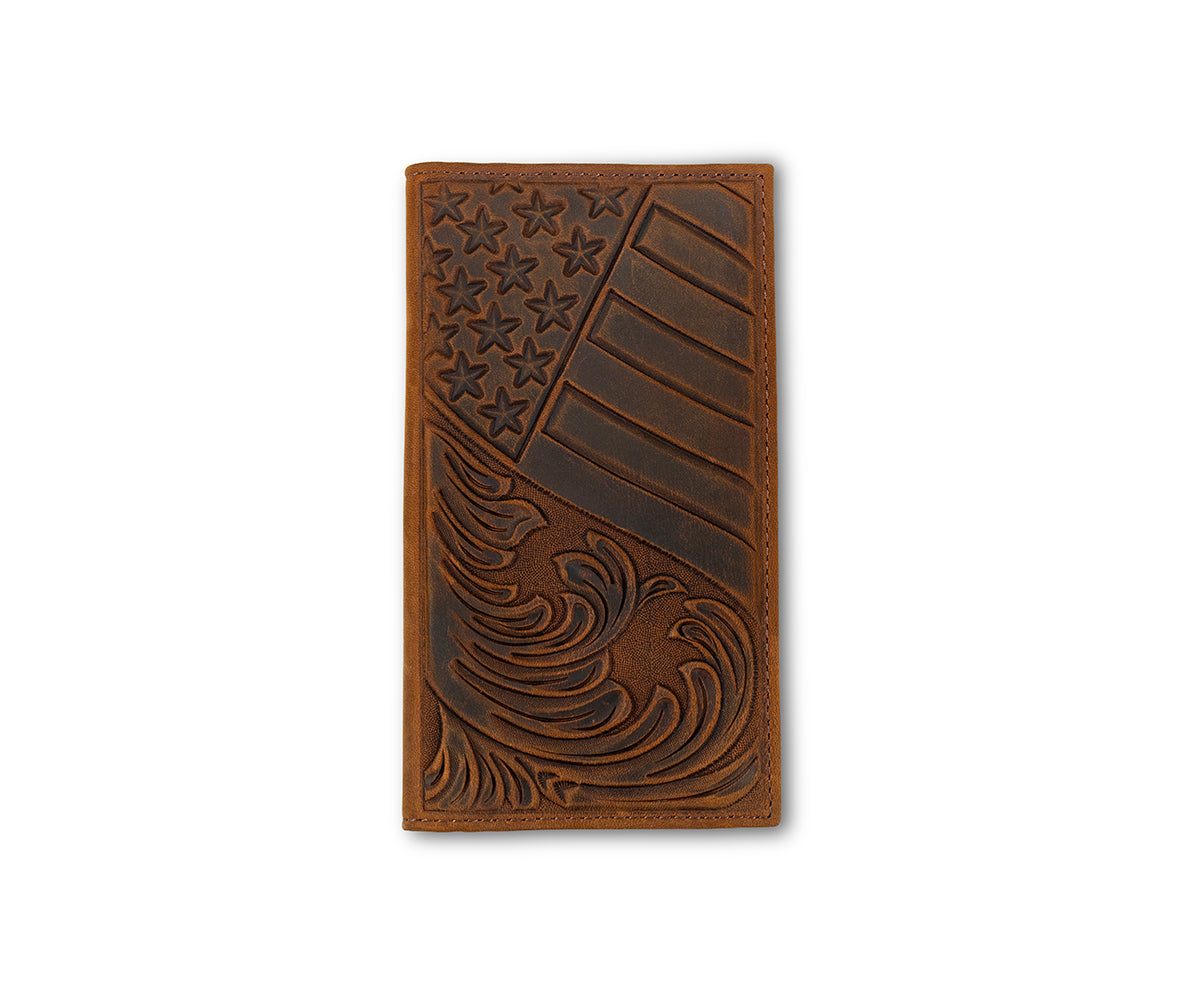 3D American Flag Embossed Rodeo Wallet D250020044