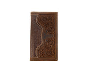 3D Men's  Brown Longhorn Overlay Rodeo Wallet D250019702