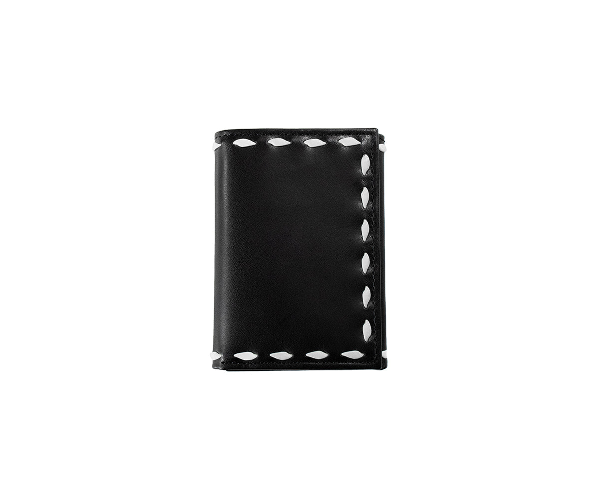 3D Men's Black Buck Stitch Trifold Wallet D250018001