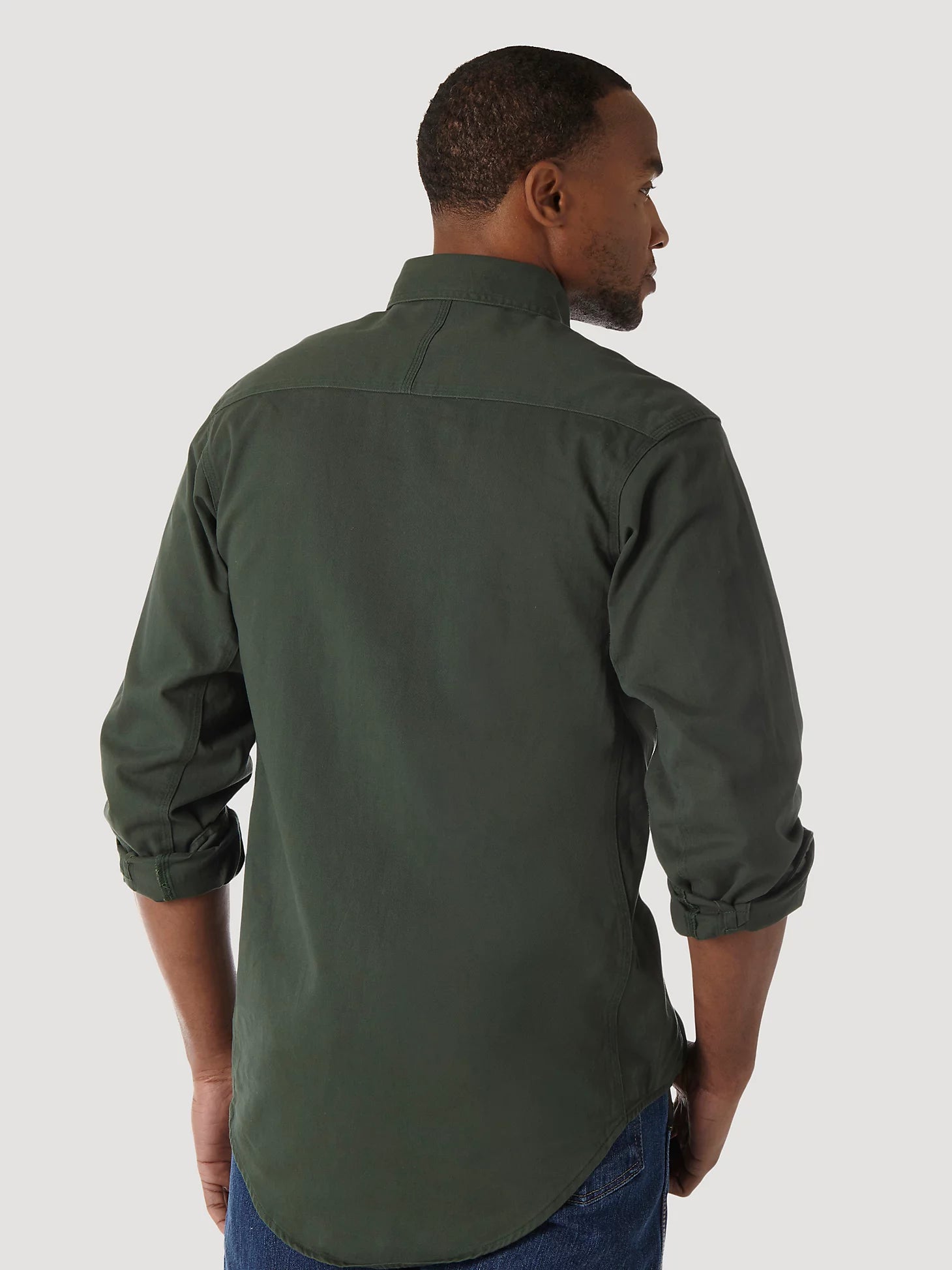 Wrangler Men's Riggs Workwear Forest Green Solid Twill Button Down Shirt 3W501FG