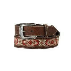 3D Men's Woven Inlay Red Belt.