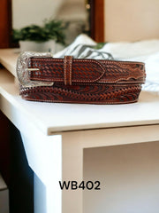 Ranger Belt Co Men's Basketweave and Floral Western Belt.