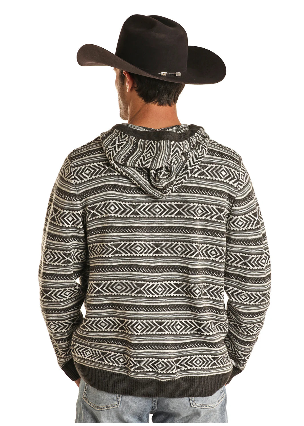 Rock & Roll Men's Grey Knit Hoodie BM94T02085 C4