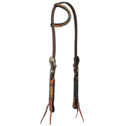 Weaver Floral Tooled Single Ear Headstall with Turquoise Whip Stitch 45008-01-01