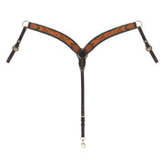 Weaver Floral Tooled Breast Collar with Turquoise Whip Stitch 45108-01-30