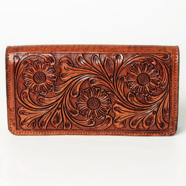 American Darling Hand Tooled Genuine Leather Western Wallet ADBGZ626