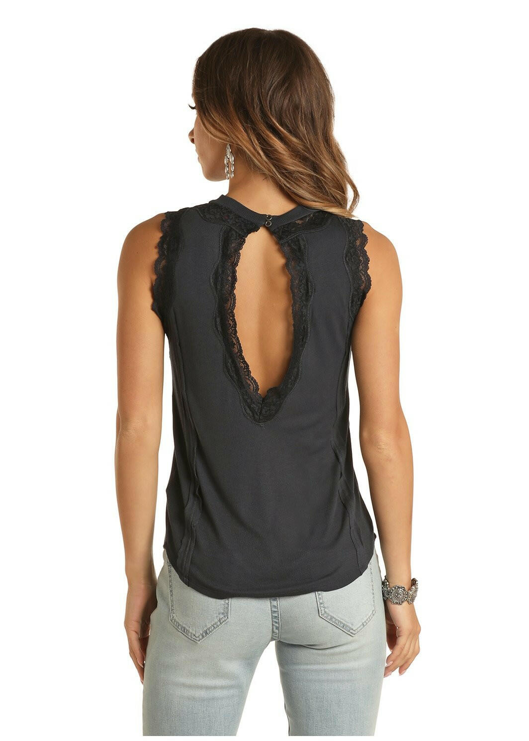 Panhandle Ladies Lace Cutout Tank Top C3.