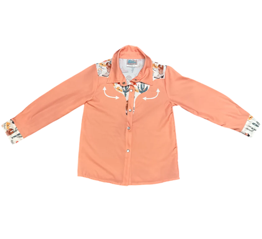 Shea Baby Girl's Cactus Vintage Snap Front Shirt GWEST29