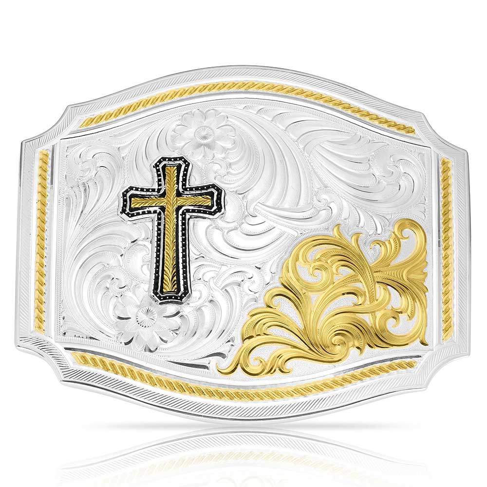 Montana Silversmiths Horseman Buckle with Cross 55710-929M