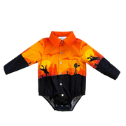 Shea Baby Boy's Retro Orange Cowboy Snap Front Shirt RTSNAP02