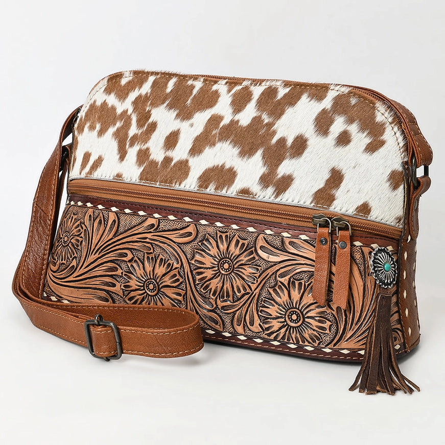American Darling Hair-On & Tooled Genuine Leather Crossbody Bag ADBG931