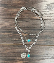 Isac 20" Layered Navajo Pearls and Turquoise Pendants Necklace 738866