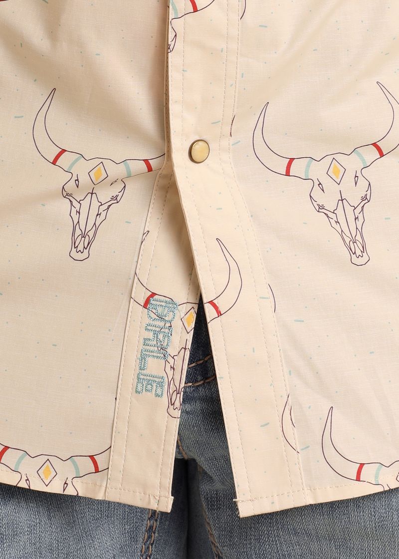 Rock & Roll Denim Men's Dale Brisby Longhorn Print Snap Front Shirt BMN4S05845