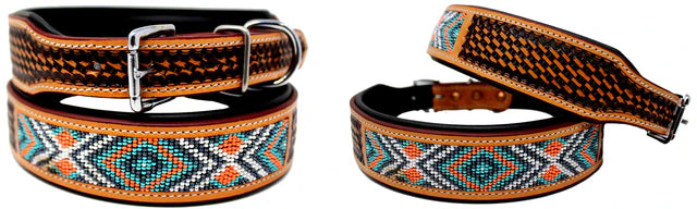 Challenger Basketweave Tooled and Beaded Collar 60117