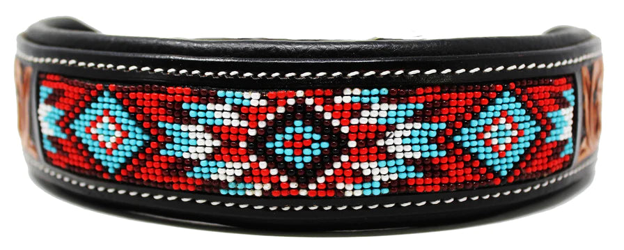 Challenger Red/Blue Beaded Dog Collar 60151.