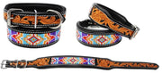 Challenger Beaded and Floral Hand Tooled Padded Leather Collar 60172
