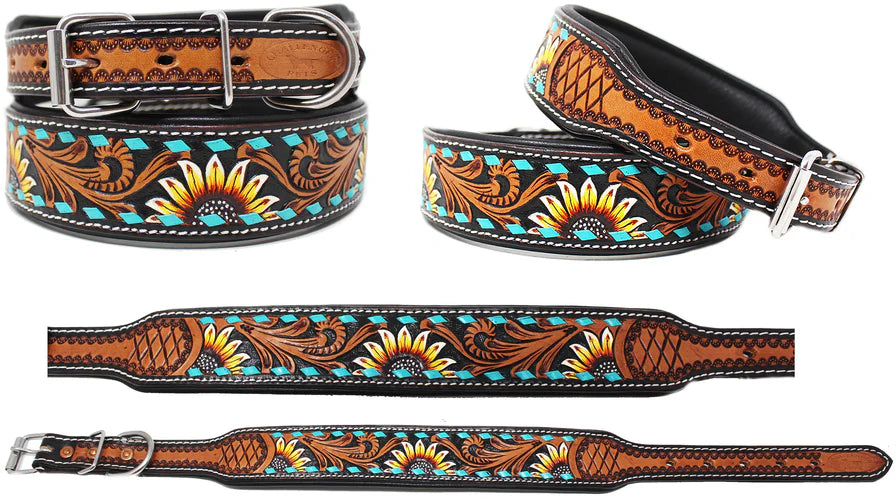 Challenger Leather Sunflower Dog Collar 60198