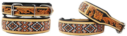 Challenger Beaded and Floral Tooled Leather Padded 6099