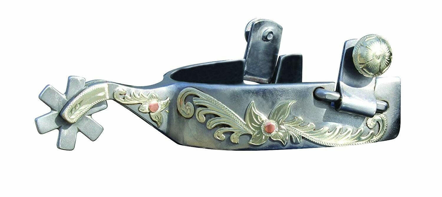 Silver Floral 6pt Rowel Spur.