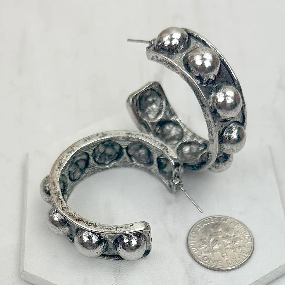 Western Elite Silver Metal Hoop Earrings CER240805-01