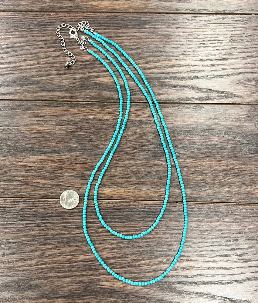 Isac 30" Layered Turquoise Bead Necklace 736204