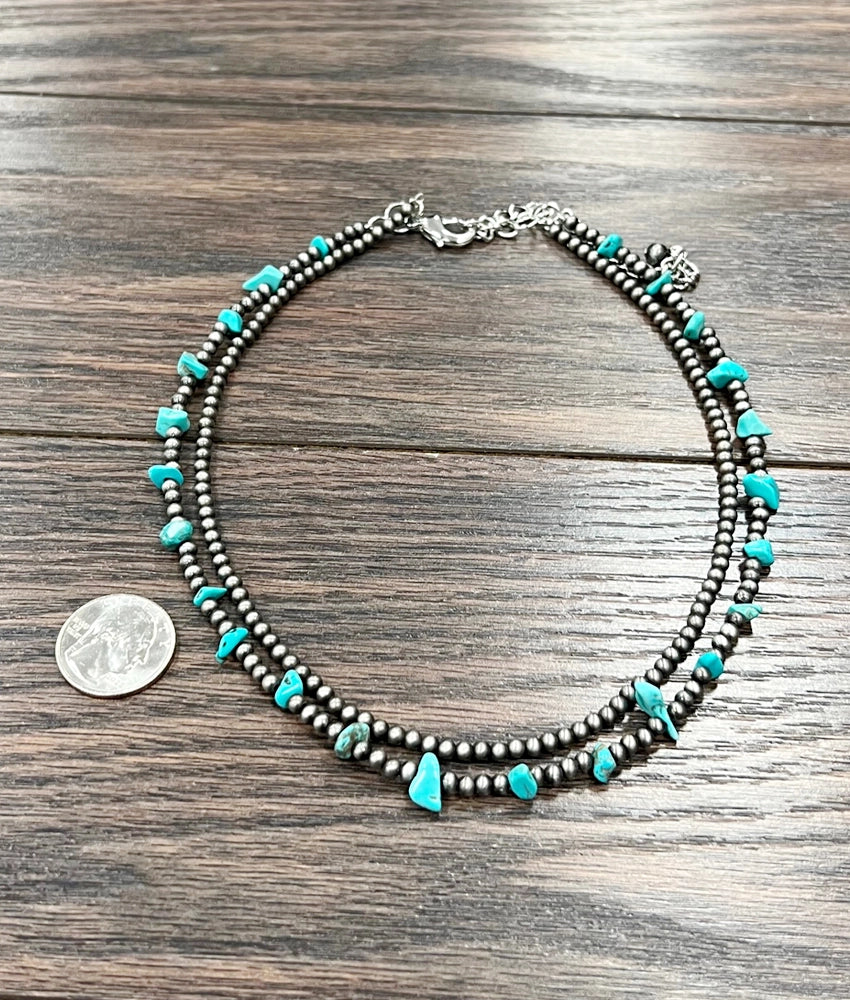 Isac 16" Navajo Pearl and Turquoise Necklace 735930