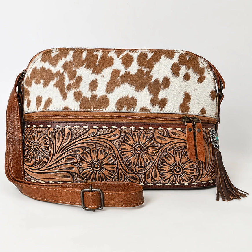 American Darling Hair-On & Tooled Genuine Leather Crossbody Bag ADBG931