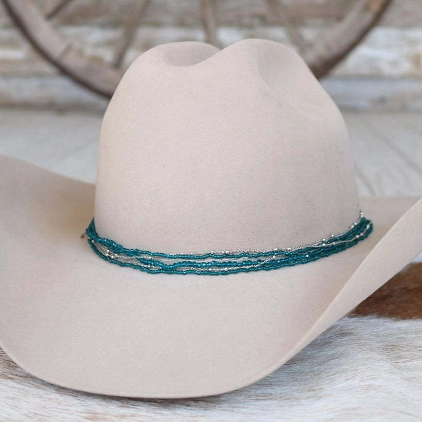 Willow Lane Hat Co. Teal Multi-Strand Beaded Hat Band WL-BHB51